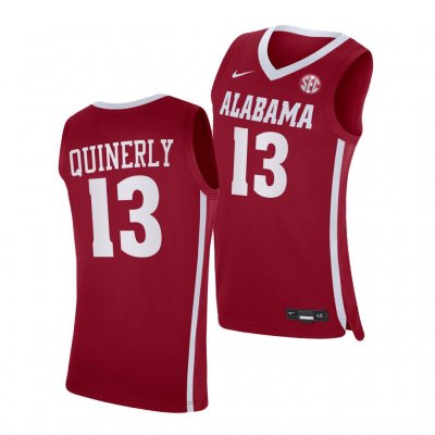 Men's Alabama Crimson Tide #13 Jahvon Quinerly Red 2021-22 NCAA College Basketball Jersey 2403JYNQ2